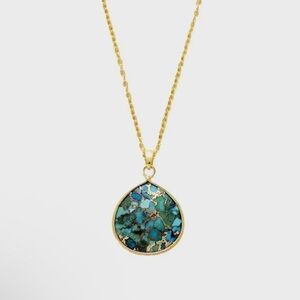 Gold and Turquoise Pendant Necklace
